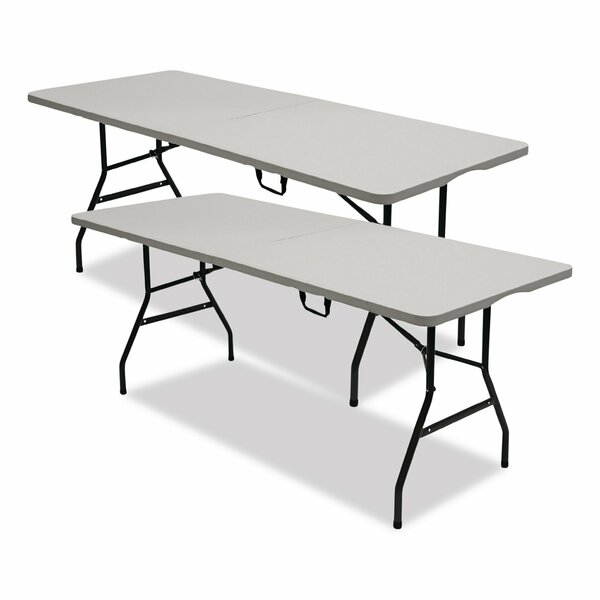 Iceberg Bifold Resin Folding Table, Rectangular, 70.9 in.x29.1 in.x30 in., White Granite Top, Gray Base/Legs, 2PK 61263